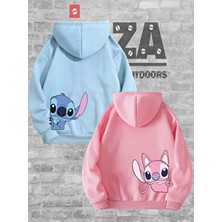 Joza Outdoors Kadın Erkek Lilo Stitch Bel Baskılı Sevgili Çift Kombini Tasarım Kapüşonlu Sweatshirt 2 Li Takım