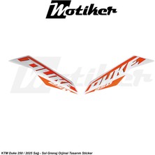 Motiker Ktm Duke 250 2025 Beyaz Orjinal Sticker Etiket Tasarım Modeli Sağ Sol Takım Stickerr