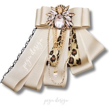 Pegu Shine Seri Ekru Zincirli Grogren Kurdele Taşlı Yaka Çiçeği Broş Okul,iş,şal,gömlek