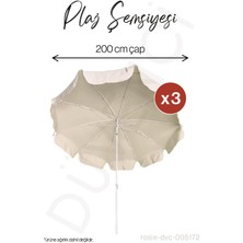 Düvenci Toptan 3 Adet Düvenci Krem Plaj Şemsiyesi - 10 Telli - 2 M - Eğim Verilebilir