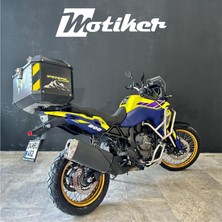 Motiker Suzukı Vstrom 800DE Atk Arka Orta Çanta Desenli Sticker Etiket Modeli Sarı - Gri