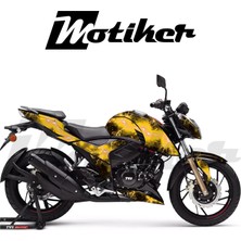Motiker Apache Rtr 200 Kaplama Sticker Etiket Modeli Lightning Desen Sarı