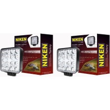 Gözpar Oto Niken 16 LED Kare Off Road Sis Farı Çalışma Lambası 2 Adet 12-24V