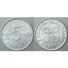 Banknoting Finlandiya 5 Pennia 1977.
