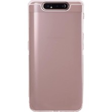 Caseworld Samsung Galaxy A80 ile Uyumlu Kapak Kamera Korumalı Şarj Yeri Tıpalı Şeffaf Silikon Kılıf