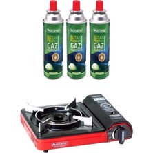 Orcamp Tekli Portatif Ocak Gaz Stop Emniyetli CK-505 Kamp Ocağı 3 Adet Kartuş Tüp