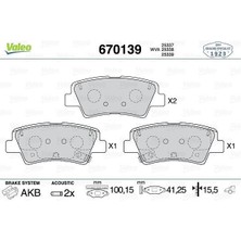 Valeo 670139 - Arka Fren Balata Hyundaı I20 1.2l G4LA 15-20 1.4l G4LC 15-18 1.4l D4FC Crdi 15-18 / Elantra 1.6l D4FB G4FG 16- / Kıa Soul 1.6l D4FB 14- / Sportage 1.6l G4FD G4FJ T-Gdı 15- 1.6l D4FE 18- Delikli