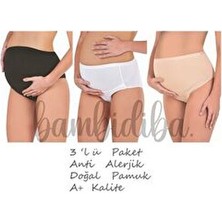 Bambidiba 3'lü Karma Paket, A+ Kalite, Anti Alerjik, Doğal Pamuk Hamile, Toparlayıcı, Lohusa Külot