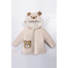 Bebek Vadisi Ayıcıklı Içi Peluş Kürklü Fermuarlı Kapitone Kapüşonlu Kar Şişme Kışlık Erkek Bebek Mont Çocuk Kaban