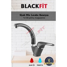 Blackfit Siyah Mix Banyo Lavabo Bataryası Musluk Çeşmesi Çift Su Girişli