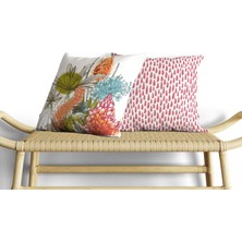 Güzel Mağaza Tropikal Bitki Desenli Dijital Baskı Çift Taraf Desenli 2'li Kare Yastık Kırlent Kılıfı