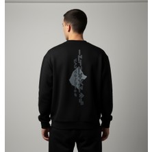 Turan Tactics "korkmadık Savaştık V2" Göktürk Tasarımlı Siyah 3 Iplik Şardonlu Sweatshirt