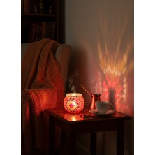 Solenza Mozaik Cam Mumluk – Dekoratif Led/mum Işığı – El Yapımı Mavi Mozaik Desenli Şık Süs Eşyası