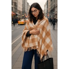 Atkı Şal Omuz Şalı Yumuşak Kadın Ekose Desen Pamuk Dokuma Şal Atkı 75*190