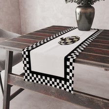Alkan Homes Ekose Desenli Leke Tutmaz Kumaş Kenarları Dikişli Dekoratif Masa Örtüsü Runner 45×100 cm