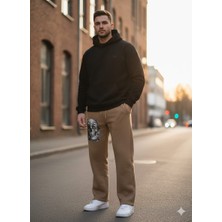 CZMD Kurukafa Baskılı Camel Eşofman Altı – Unisex %100 Pamuk 3 Iplik Şardonlu