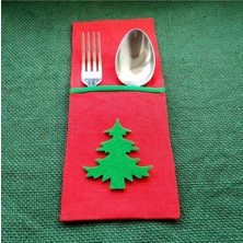 Empressco Renkli Keçe Çam Ağacı Kaşıklık Seti, Yılbaşı Dekoru, 2 Adet, Kırmızı