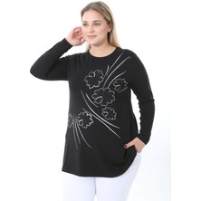 Xl Modam Kadın Büyük Beden Desenli Taş Baskılı Tunik