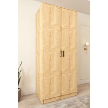 Ases Mobilya Ases ESL153 Geniş Gardırop 2 Kapaklı 2 Askılı Giysi Dolabı Beyaz - Safir Meşe