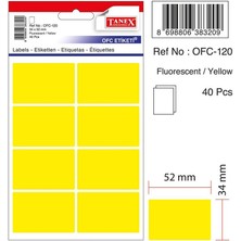 Taneks Tanex Ofis Etiket OFC-120 Flo Sarı 5 Adet