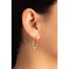 Yavuz Kuyumculuk Kadın Altın Deniz Kabuğu Sık Halka Küpe