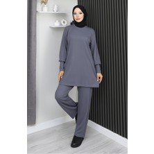 Bürümcük Kumaş Tunik Pantolon Ikili Takım 20024A-01 Gri