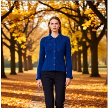 Benerly Kadın Ajurlu Delikli Buklet Iplikli Triko Hırka Günlük Şıklık ve Sunan Uzun Kollu Üst Giyim