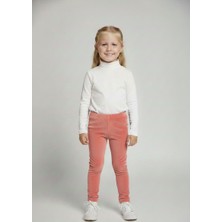 İnan Kids Kız Çocuk Fitilli Kadife Tayt - Somon Rahat Kışlık Esnek Leggings