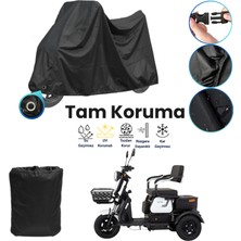 Dokaca Siyah Kilit Uyumlu Tek Koltuklu 3 Tekerlekli Moped Brandası, Elektrikli Motosiklet Brandası