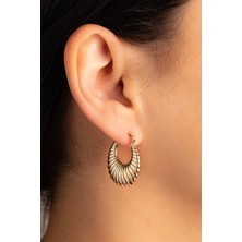 Yavuz Kuyumculuk Kadın Altın Deniz Kabuğu Halka Küpe Geniş