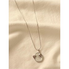Melanj Craft Mineli Kalp Güneş Sembollü Çelik Kolye - Silver