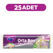 Parex Premium Büzgülü Çöp Torbası Limon Kokulu 15'li Orta Boy 55 x 60 cm 25 Paket