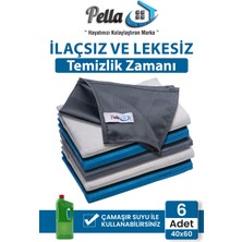 Pella 6 Lı Mikrofiber Temizlik Bezi, Cam, Araba Silme Bezi, Mutfak, Fiber Temizleme Bezi, 40X60 cm