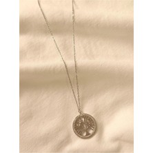 Melanj Craft Taşlı Yaşam Ağacı Çelik Kolye - Silver
