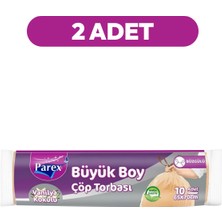 Parex Büzgülü 10'lu Çöp Torbası Vanilya Kokulu Büyük Boy 65 x 70 cm Ikili Paket