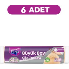 Parex Büzgülü 10'lu Çöp Torbası Vanilya Kokulu Büyük Boy 65 x 70 cm Altılı Paket