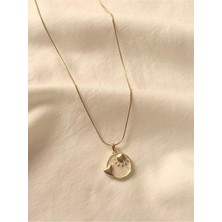 Melanj Craft Mineli Güneş Kalp Çelik Kolye - Gold