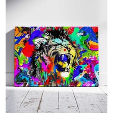 Kanvas Tablo Kükreyen Renk Aslanı Pop Art Kanvas Tablo