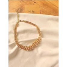 Melanj Craft Kalın Halka Zincir Çelik Kolye - Gold