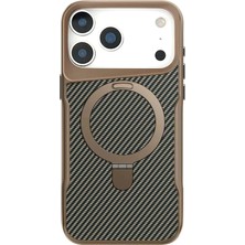 Teleplus iPhone 17 Pro Max Kılıf Ring Holder Manyetik Şarj Özellkli Karbon Tpu Kapak
