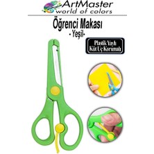 ArtMaster Öğrenci Makası Yeşil 1 Adet Plastik Küt Uç Yaylı Korumalı Çocuk Makası Ana Sınıfı Okul Makası Okul Öncesi Kreş