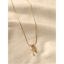 Melanj Craft Kurdele Kalp Detaylı Çelik Kolye - Gold