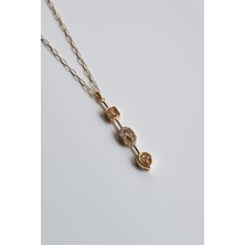 Frnch Özel Tasarım Zirkon Taşlı Altın Renk Kadın Kolye FRJ30836-936-G