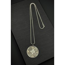 Frnch 925 Ayar Gümüş Koruma Sureleri Işlemeli Gümüş Renk Erkek Kolye FRJ30872-972-A4