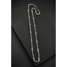 Frnch 925 Ayar Gümüş Italyan Model Siyah Zirkon Taşlı Gümüş Renk Erkek Kolye FRJ30931-1031-S