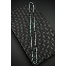 Frnch 925 Ayar Gümüş Italyan Model Yeşil Zirkon Taşlı Gümüş Renk Erkek Kolye FRJ30935-1035-Y