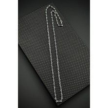 Frnch 925 Ayar Gümüş Italyan Model Siyah Zirkon Taşlı Gümüş Renk Erkek Kolye FRJ30935-1035-S