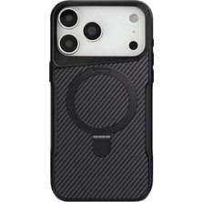 Teleplus iPhone 17 Pro Max Kılıf Ring Holder Manyetik Şarj Özellkli Karbon Tpu Kapak