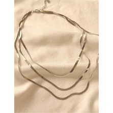 Melanj Craft Üçlü Italyan Zincir Çelik Kolye - Silver