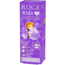 Al-Kar Ticaret Rocs Kids 4-7 Yaş Balon Sakızı Tadında Florürsüz Diş Macunu 45 ml Düşük Aşındırıcı Formül